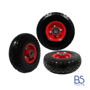 Ruota antiforatura PER CARRELLI in nucleo in LAMIERA | FFP1107-8 | 10“x3.00-4 | 260x73 | Battistrada C | Foro a Cuscinetti di 20 mm