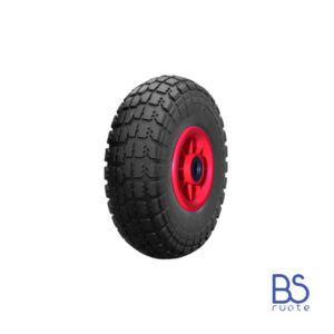 Ruota antiforatura PER CARRELLI in nucleo in PLASTICA | FFP1115R | 10“x4.10/3.50-4 | 260x85 | Battistrada D | Foro a gabbia di rullini Ø 20 mm