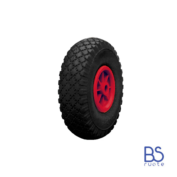 Ruota antiforatura PER CARRELLI e Carrelli NAUTICI | Nucleo in PLASTICA | 10“x3.00-4 | 260x73 | Foro a boccala - immagine 2