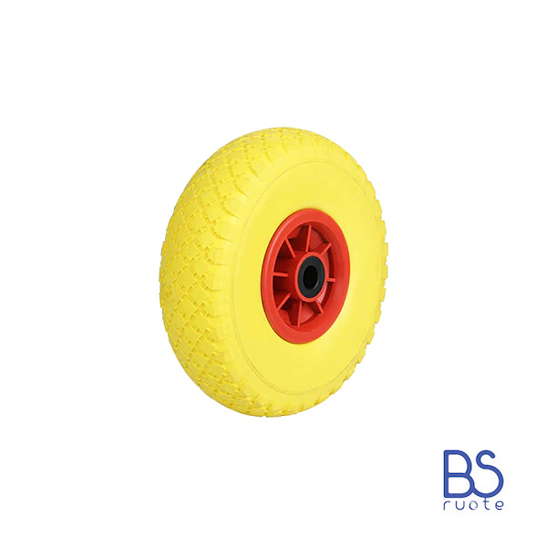 Ruota antiforatura PER CARRELLI in nucleo in PLASTICA | 10“x3.00-4 | 260x73 | Foro a gabbia di rullini - immagine 5