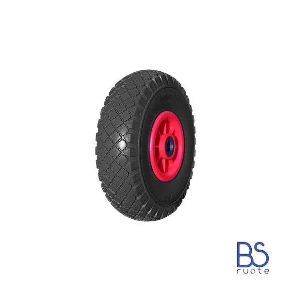 Ruota antiforatura PER CARRELLI in nucleo in PLASTICA | 10“x3.00-4 | 260x73 | Foro a gabbia di rullini - immagine 2