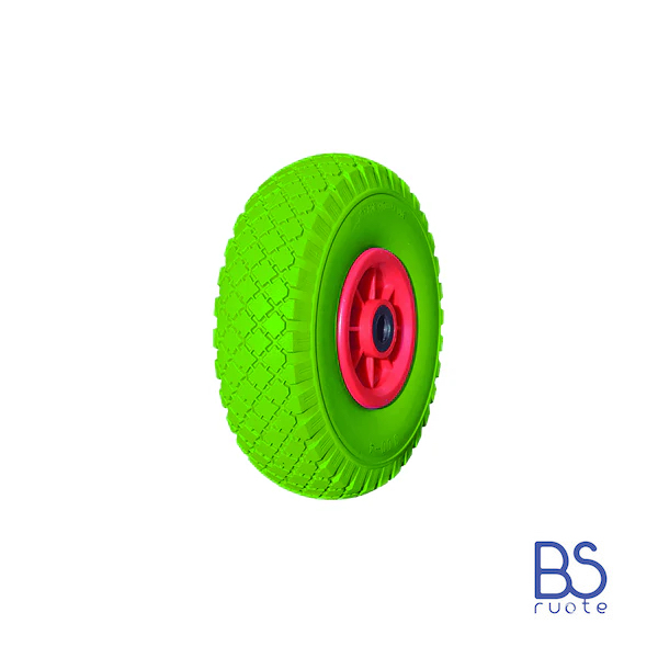 Ruota antiforatura PER CARRELLI in nucleo in PLASTICA | 10“x3.00-4 | 260x73 | Foro a gabbia di rullini - immagine 4