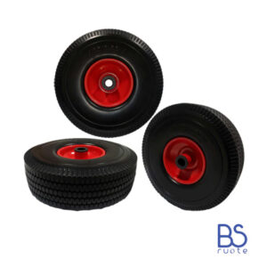 Ruota antiforatura PER CARRELLI in nucleo in LAMIERA | FFP1503RE | 10“x4.10/3.50-4 | 260x85 | Battistrada E | Foro a rullini di Ø 20 mm