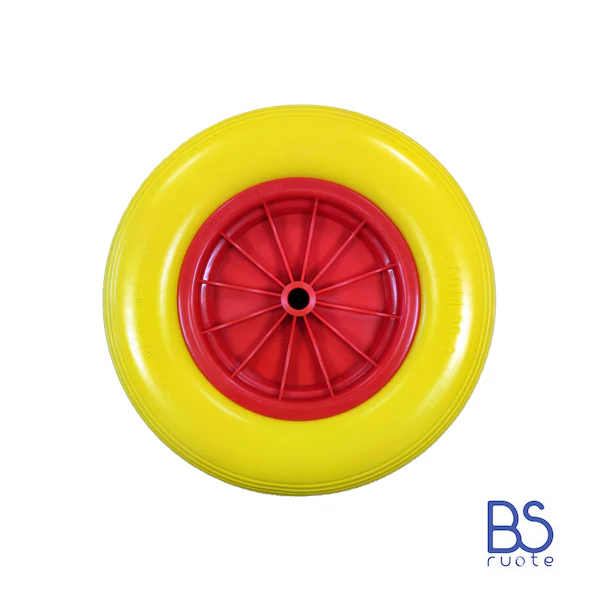 Ruota antiforatura PER CARRIOLE e Carrelli NAUTICI | Nucleo in plastica | 16ìx4.00-8 | 400x85 | Battistrada A | Foro a boccola di 20 mm | FFP1302PBY - immagine 2