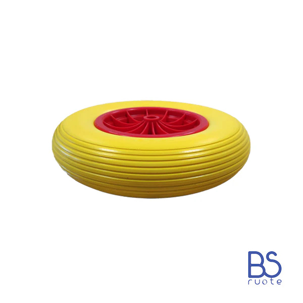 Ruota antiforatura PER CARRIOLE e Carrelli NAUTICI | Nucleo in plastica | 16ìx4.00-8 | 400x85 | Battistrada A | Foro a boccola di 20 mm | FFP1302PBY - immagine 3