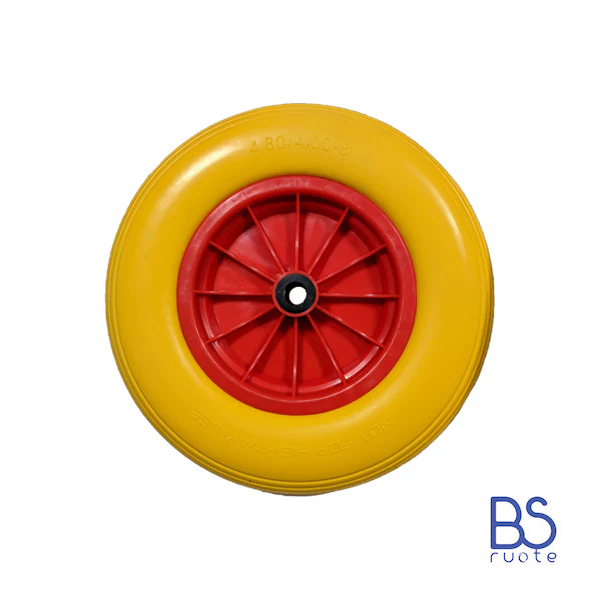 Ruota antiforatura PER CARRIOLE in nucleo in plastica | 16“x4.00-8 | 400x85 | Battistrada A | Foro a gabbia rullini di 20 mm | FFP1302RBY - immagine 3