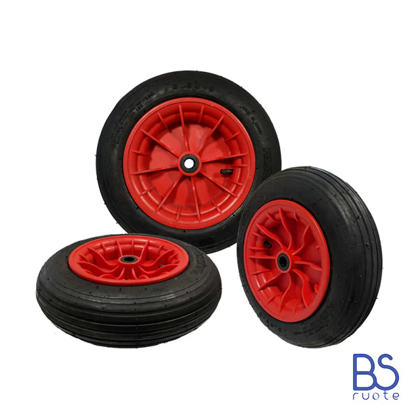 Ruota pneumatica PER CARRIOLE e Carrelli NAUTICI | Nucleo in plastica | Battistrada A | 14“x3.50-8 | 360 x 85 | Foro a boccola o gabbia a rullini di 20 mm - immagine 2
