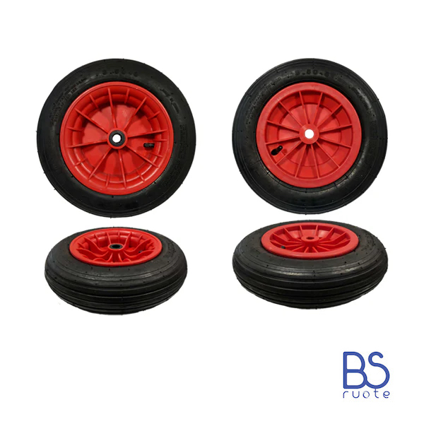Ruota pneumatica PER CARRIOLE e Carrelli NAUTICI | Nucleo in plastica | Battistrada A | 14“x3.50-8 | 360 x 85 | Foro a boccola o gabbia a rullini di 20 mm
