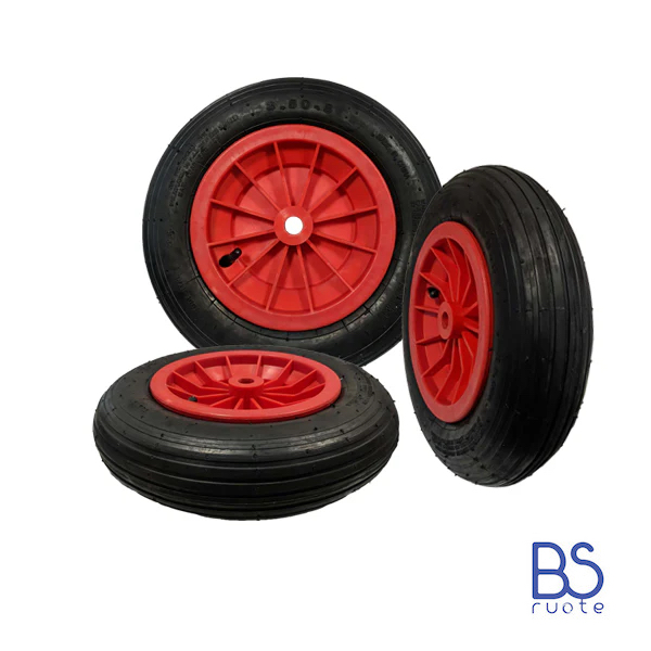 Ruota pneumatica PER CARRIOLE e Carrelli NAUTICI | Nucleo in plastica | Battistrada A | 14“x3.50-8 | 360 x 85 | Foro a boccola o gabbia a rullini di 20 mm - immagine 4