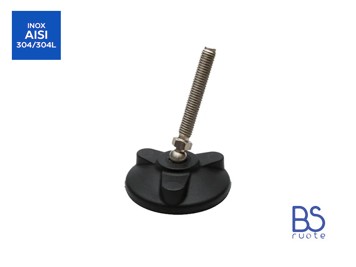Modello PRSTAX da M16 a M24 - Base 125mm antiscivolo (Conf. da 4pz) - Piede snodato con perno a sfera in acciaio INOX - Gamm