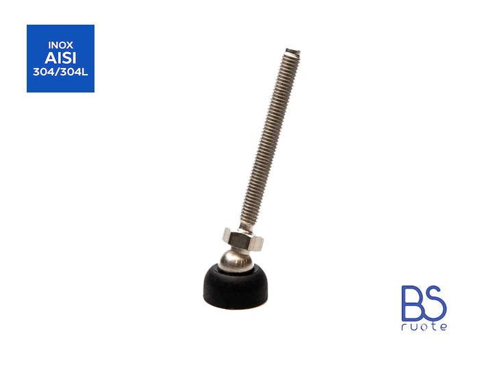 Modello PRSTX/25 da M8 a M16 - Base 25mm antiscivolo (Conf. da 4pz) - Piede snodato con perno a sfera in acciaio INOX - Gamm